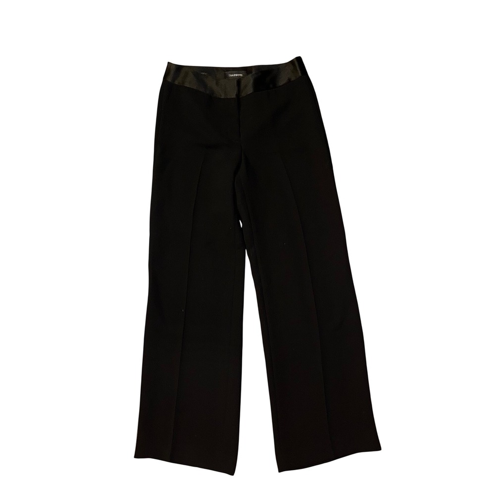 Talbots Heritage Dress Pants 4 Black Satin Trim Wide Leg Professional Career